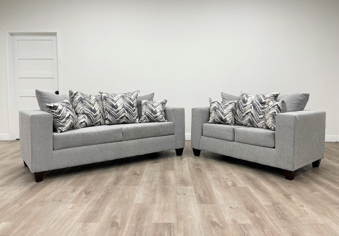 Gray 2-PC Sofa and Loveseat