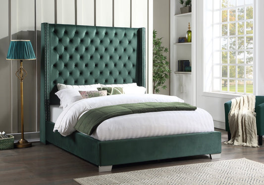 Emily Green Upholstered Tufted Bed