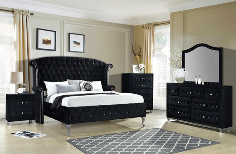 Sofia Black Velvet Bedroom Set